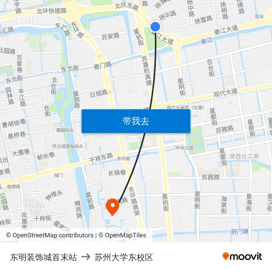 东明装饰城首末站 to 苏州大学东校区 map