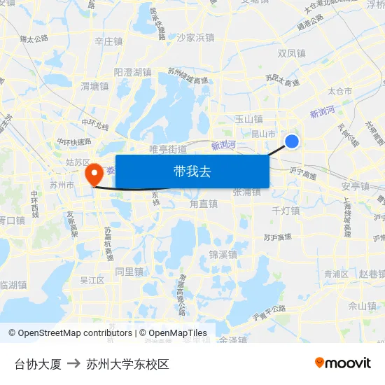 台协大厦 to 苏州大学东校区 map