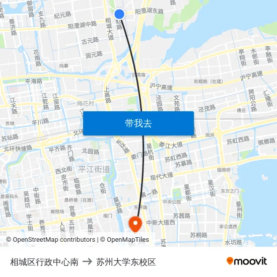 相城区行政中心南 to 苏州大学东校区 map