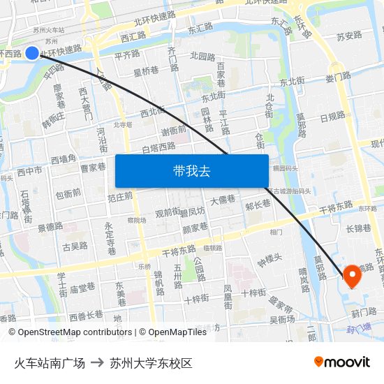火车站南广场 to 苏州大学东校区 map