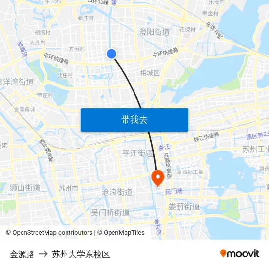 金源路 to 苏州大学东校区 map