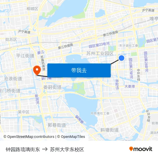 钟园路琉璃街东 to 苏州大学东校区 map