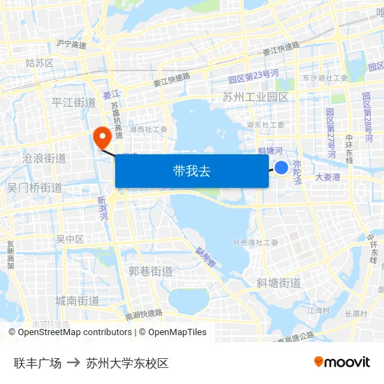 联丰广场 to 苏州大学东校区 map