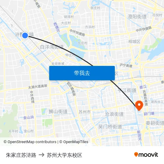 朱家庄苏浒路 to 苏州大学东校区 map