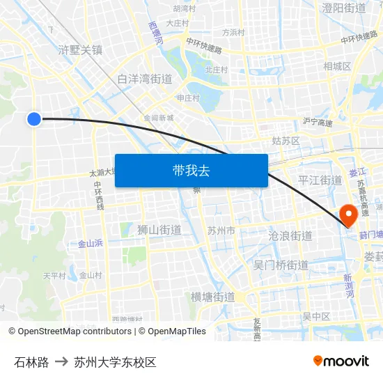 石林路 to 苏州大学东校区 map