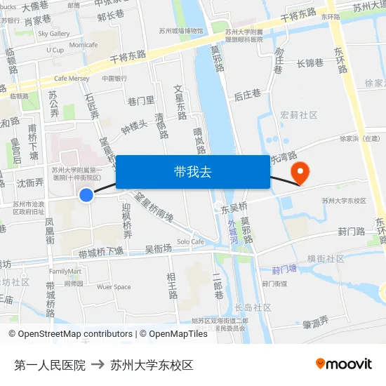 第一人民医院 to 苏州大学东校区 map
