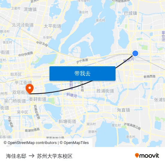 海佳名邸 to 苏州大学东校区 map