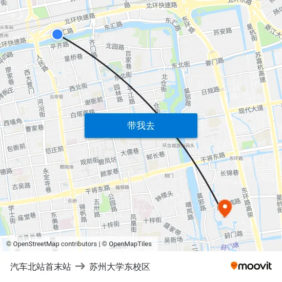 汽车北站首末站 to 苏州大学东校区 map