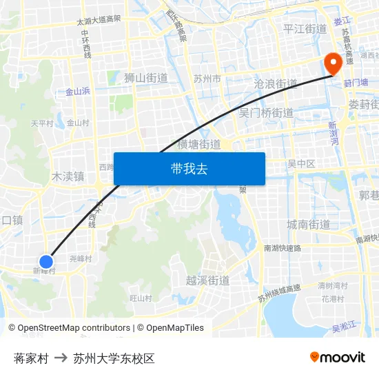 蒋家村 to 苏州大学东校区 map