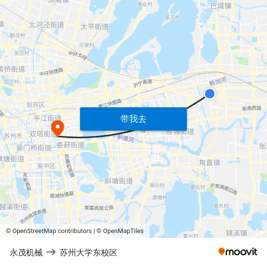 永茂机械 to 苏州大学东校区 map