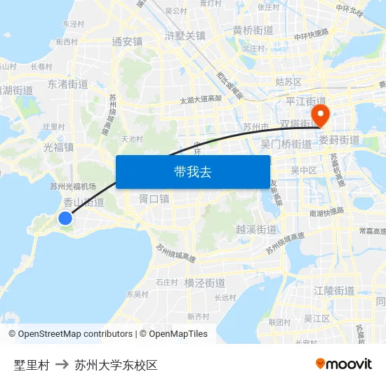 墅里村 to 苏州大学东校区 map