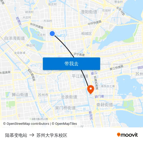 陆慕变电站 to 苏州大学东校区 map