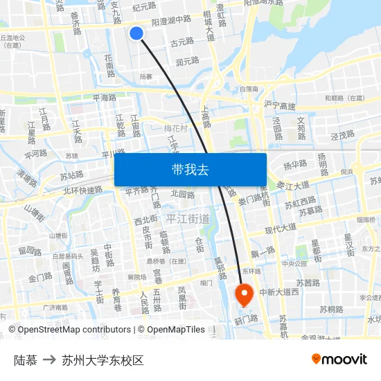 陆慕 to 苏州大学东校区 map