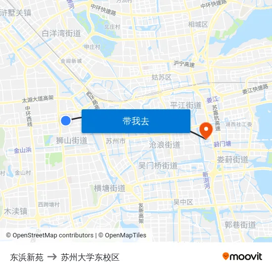 东浜新苑 to 苏州大学东校区 map