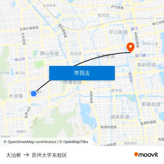 大治桥 to 苏州大学东校区 map