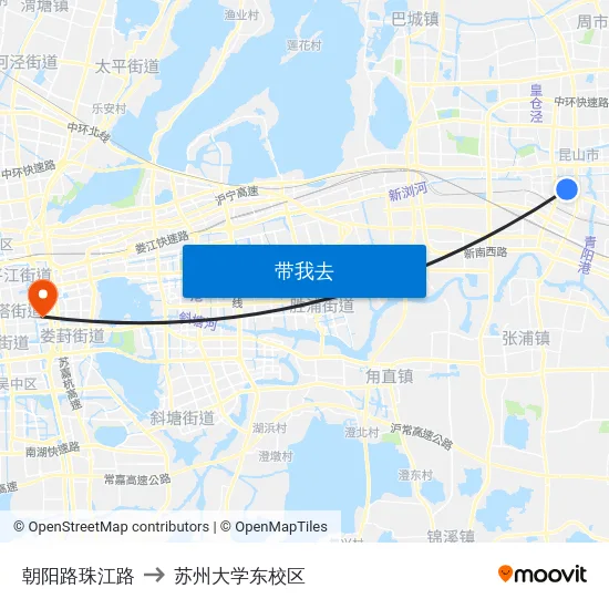 朝阳路珠江路 to 苏州大学东校区 map