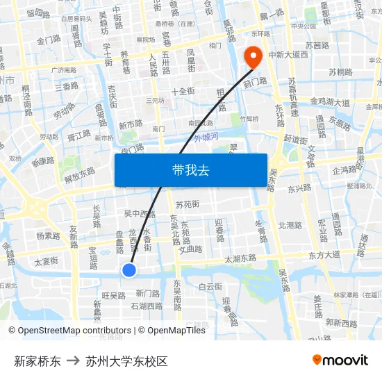 新家桥东 to 苏州大学东校区 map