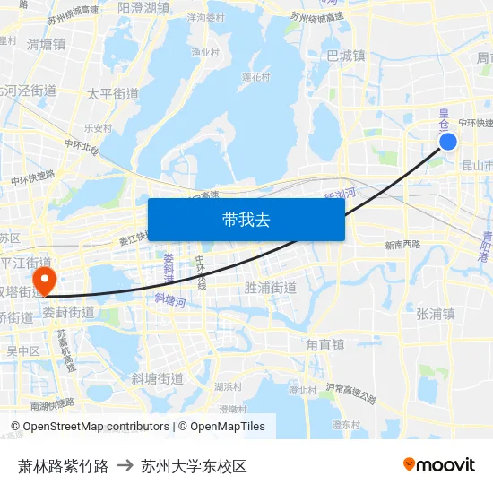 萧林路紫竹路 to 苏州大学东校区 map