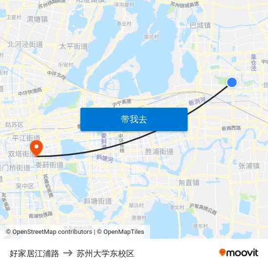 好家居江浦路 to 苏州大学东校区 map
