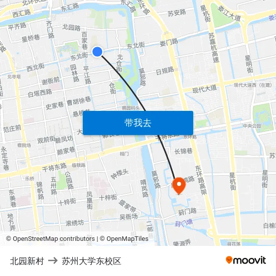 北园新村 to 苏州大学东校区 map