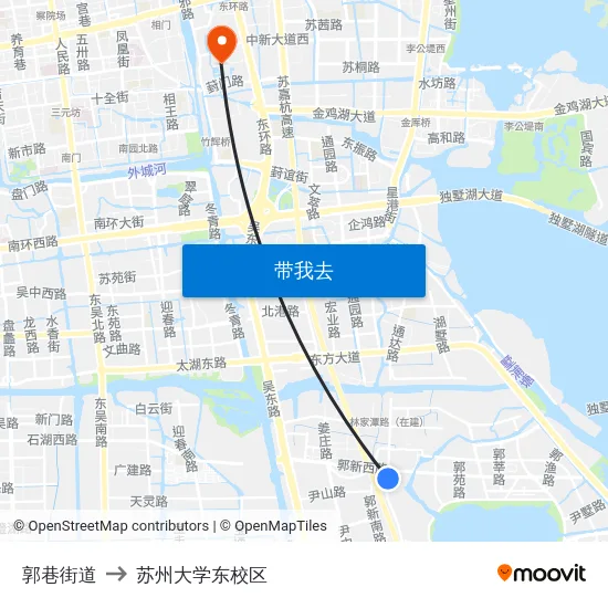 郭巷街道 to 苏州大学东校区 map