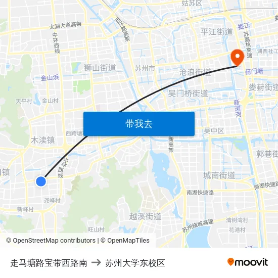 走马塘路宝带西路南 to 苏州大学东校区 map