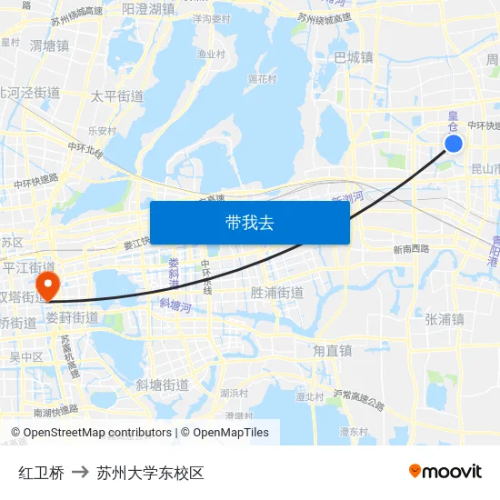 红卫桥 to 苏州大学东校区 map