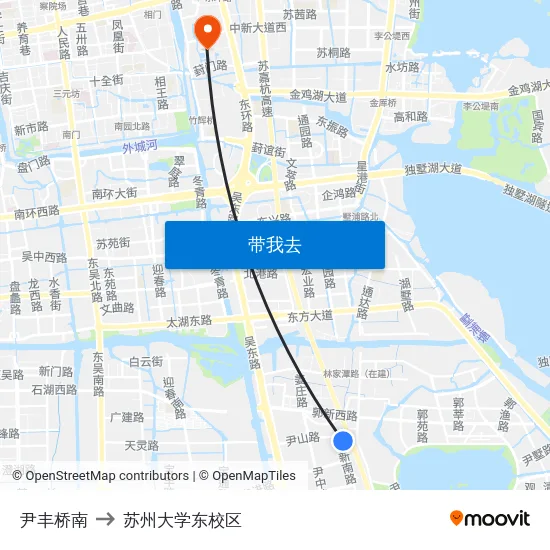 尹丰桥南 to 苏州大学东校区 map