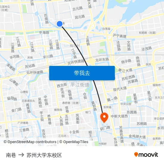 南巷 to 苏州大学东校区 map