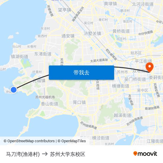 马刀湾(渔港村) to 苏州大学东校区 map