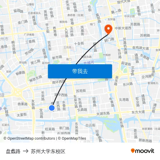 盘蠡路 to 苏州大学东校区 map
