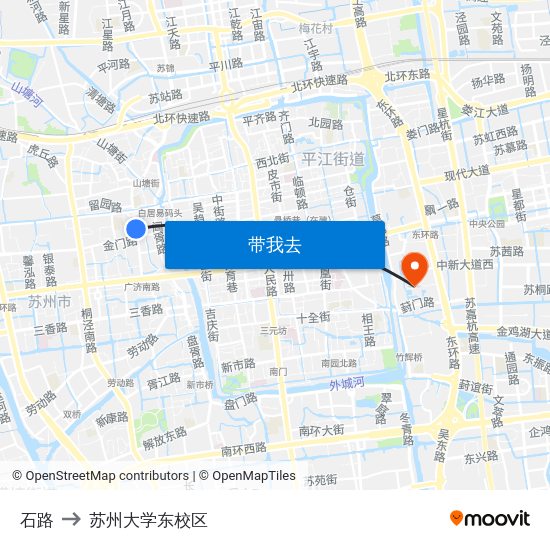 石路 to 苏州大学东校区 map