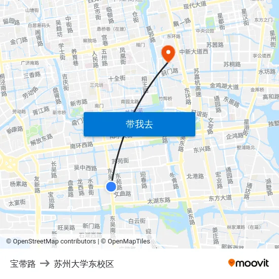宝带路 to 苏州大学东校区 map