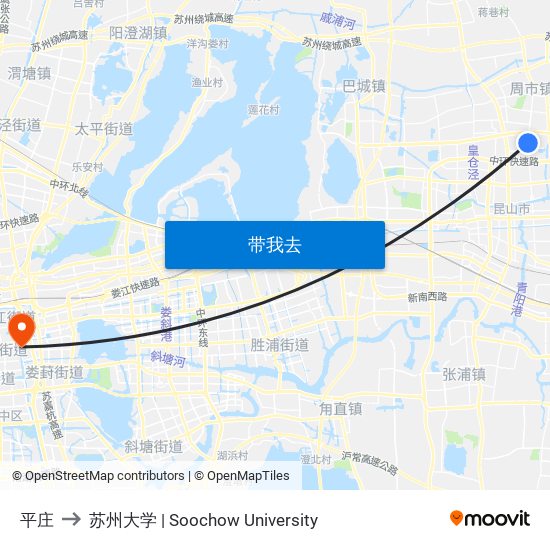 平庄 to 苏州大学 | Soochow University map