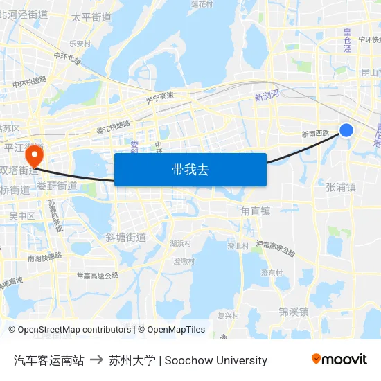 汽车客运南站 to 苏州大学 | Soochow University map