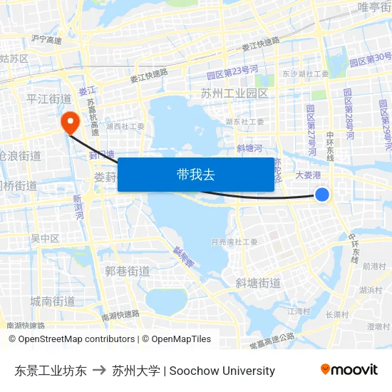 东景工业坊东 to 苏州大学 | Soochow University map