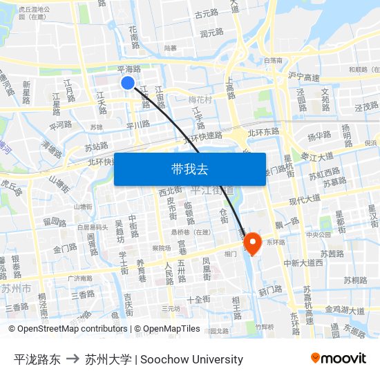 平泷路东 to 苏州大学 | Soochow University map