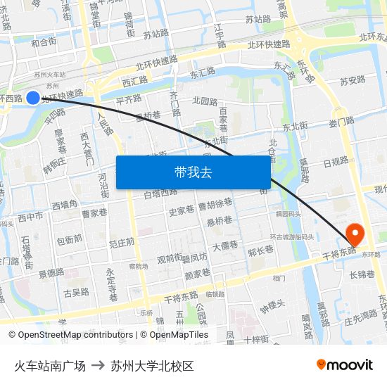 火车站南广场 to 苏州大学北校区 map