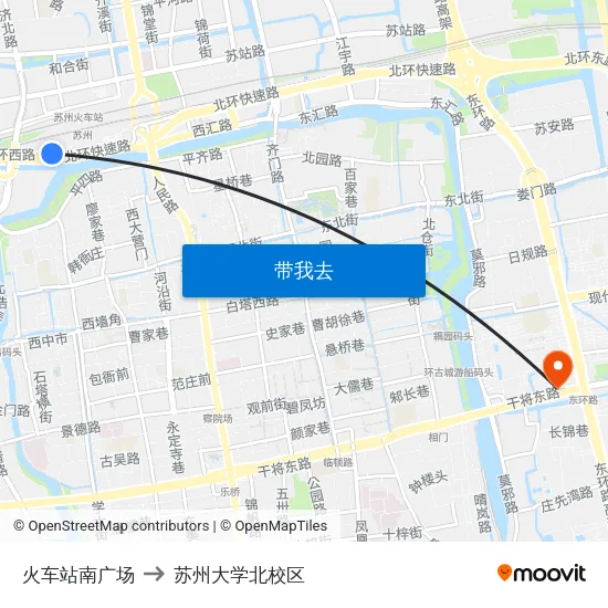 火车站南广场 to 苏州大学北校区 map