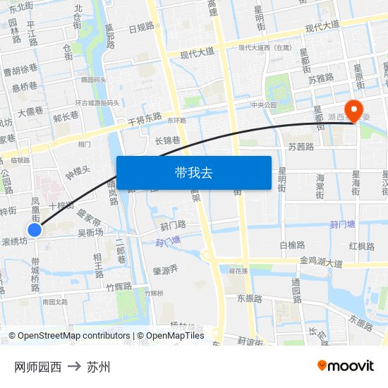 网师园西 to 苏州 map