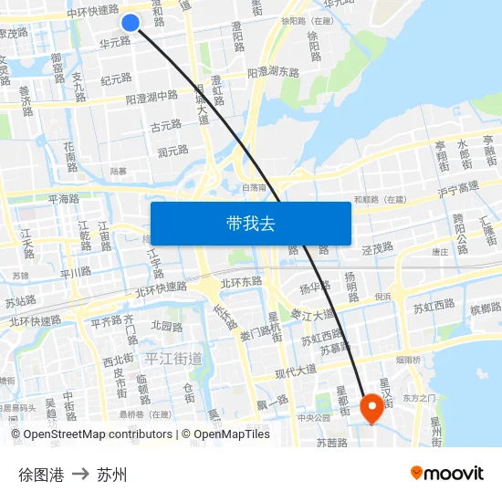 徐图港 to 苏州 map