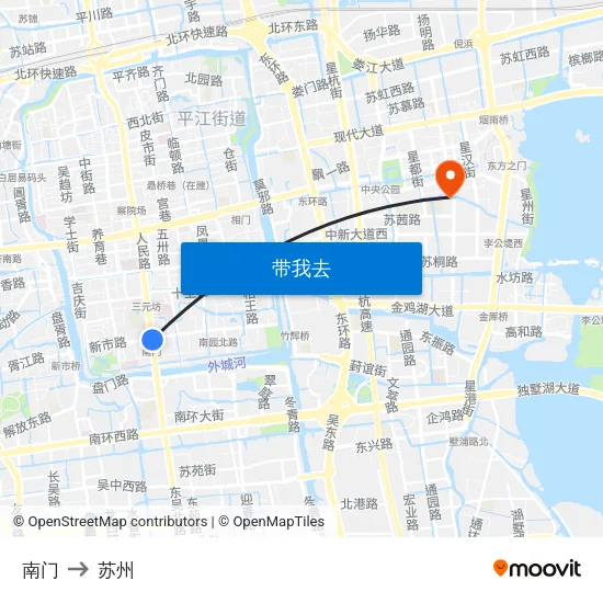 南门 to 苏州 map