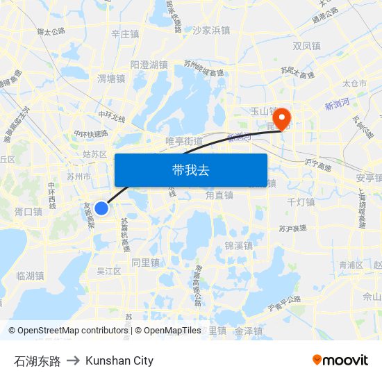 石湖东路 to Kunshan City map