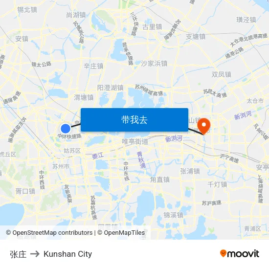 张庄 to Kunshan City map