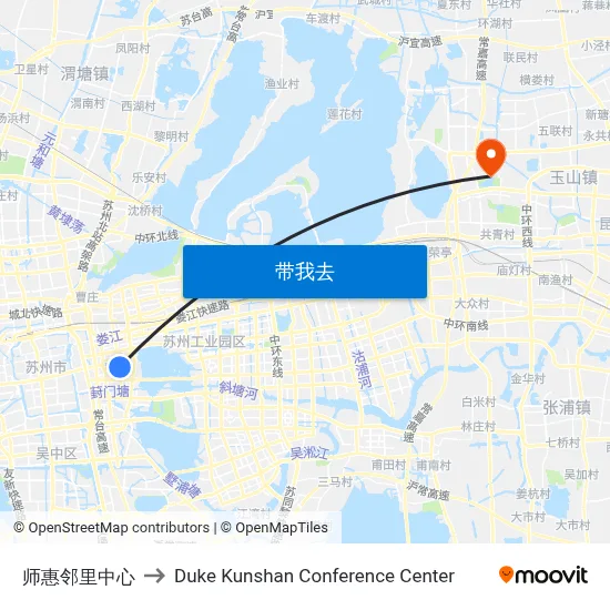 师惠邻里中心 to Duke Kunshan Conference Center map