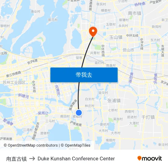 甪直古镇 to Duke Kunshan Conference Center map