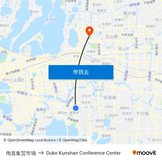 甪直集贸市场 to Duke Kunshan Conference Center map