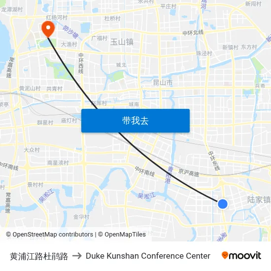 黄浦江路杜鹃路 to Duke Kunshan Conference Center map