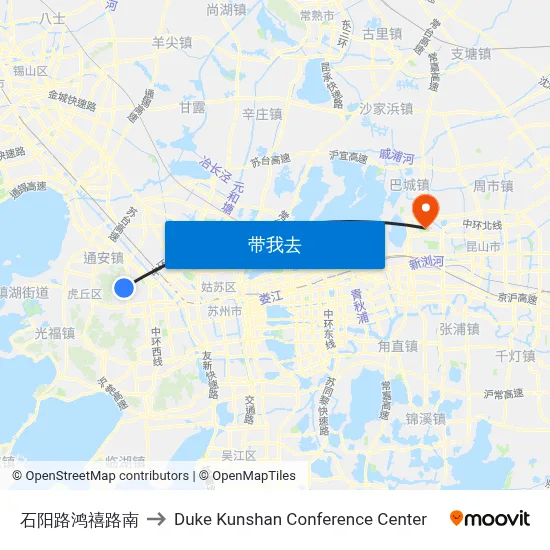 石阳路鸿禧路南 to Duke Kunshan Conference Center map