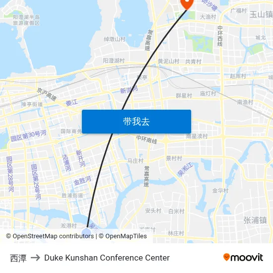 西潭 to Duke Kunshan Conference Center map